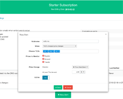 L'interfaccia web TLD-List dove può creare e configurare gli avvisi.